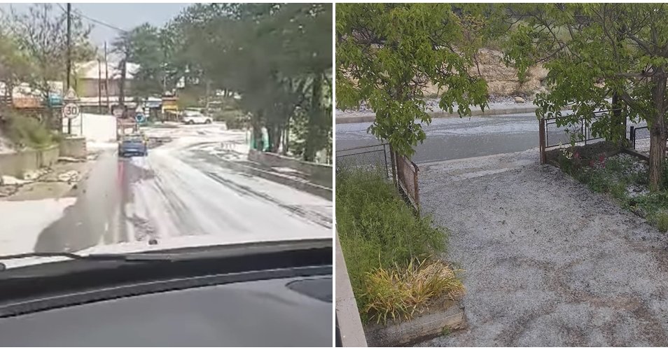 ΒΙΝΤΕΟ: Άσπρισαν οι δρόμοι από το χαλάζι, κατολισθήσεις και συσσώρευση νερού-Άνοιξαν οι ουρανοί