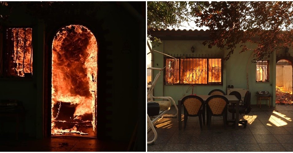 Συγκλονιστικές εικόνες με σπίτια να καίγονται στην Ελλάδα-Κάνουν τα πάντα για να σωθούν πυροσβέστες και πολίτες