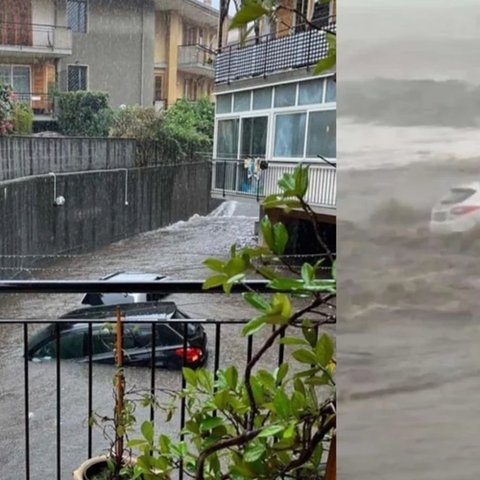 ΒΙΝΤΕΟ: Ποτάμια οι δρόμοι στην Κατάνια-Αυτοκίνητα παρασύρθηκαν στη θάλασσα