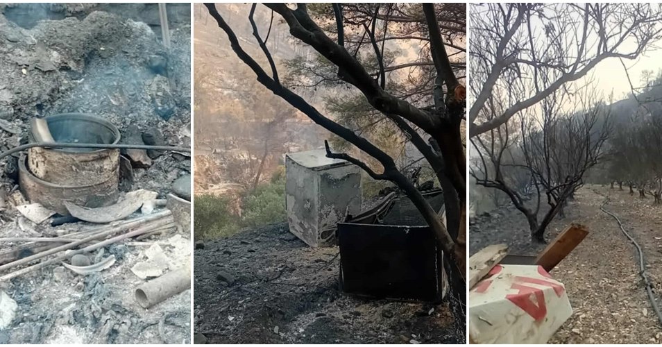 Στάχτες και αποκαΐδια… Εικόνες καταστροφής την επόμενη μέρα της φονικής πυρκαγιάς (vid&pics)
