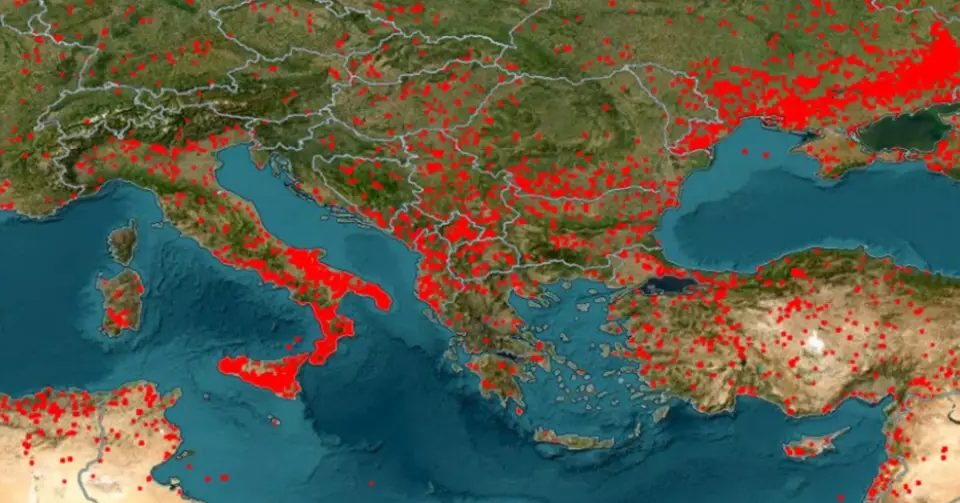 Σε πύρινο κλοιό η Μεσόγειος-Ο χάρτης της NASA για τη φονική πυρκαγιά στην Κύπρο Σε πύρινο κλοιό η Μεσόγειος-Ο χάρτης της NASA για τη φονική πυρκαγιά στην Κύπρο