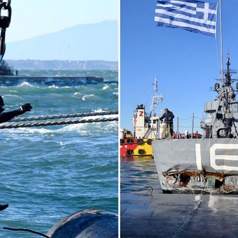 Τιτάνιες προσπάθειες να μη βυθιστεί το αντιτορπιλικό «Βέλος»-Δύτες καταγράφουν τις ζημίες (Pics)