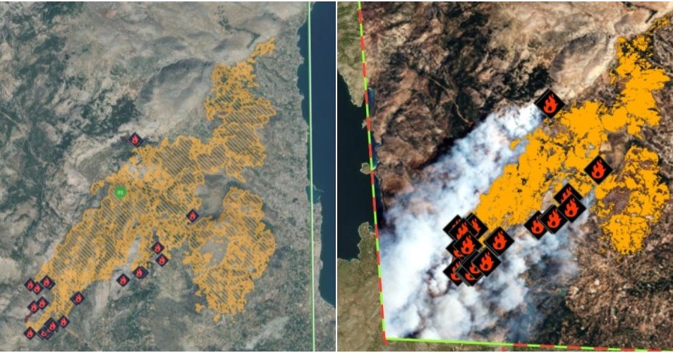 Χάρτης του Copernicus αποτυπώνει την καταστροφή από τη φωτιά στη Χίο-Οι περιοχές που έχουν καεί