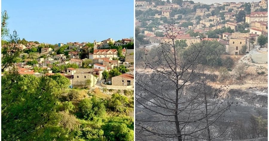 Καμένη γη άφησε πίσω της η φονική πυρκαγιά στη Λόφο-Συγκλονιστική εικόνα με το πριν και το μετά
