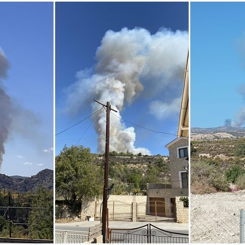 Πυρκαγιά σε ξηρά χρόνια στη Λεμεσό-Στη μάχη πέντε εναέρια μέσα (pics)