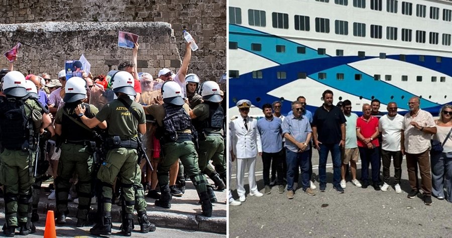 Δύο κόσμοι στη Ρόδο για τους Ισραηλινούς τουρίστες-Συγκέντρωση και συλλήψεις, υποδοχή με γλυκά και κεράσματα Δύο κόσμοι στη Ρόδο για τους Ισραηλινούς τουρίστες-Συγκέντρωση και συλλήψεις, υποδοχή με γλυκά και κεράσματα